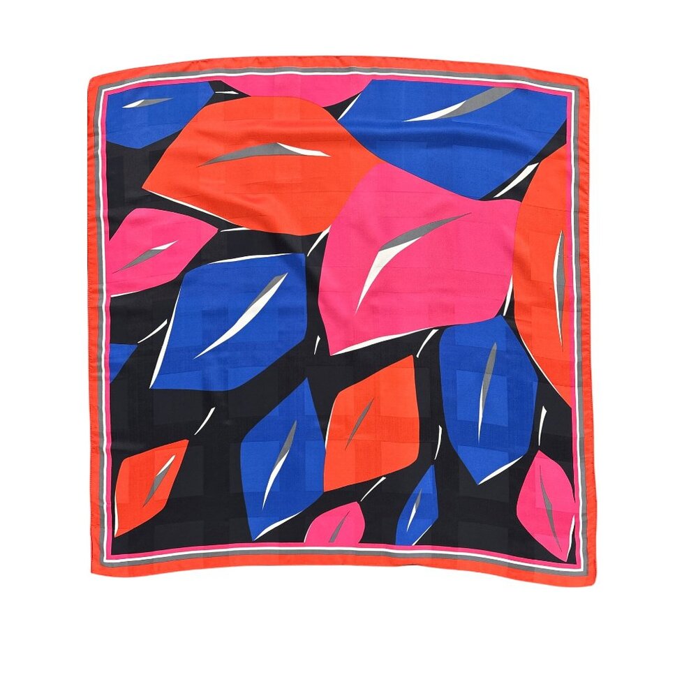 Vintage Italian Abstract Print Polyester Scarf 30" Square Headwear